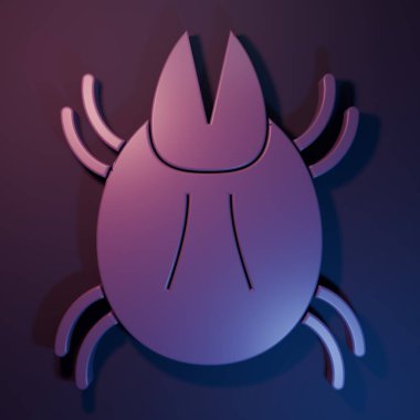 Mor Parazit akarı ikonu, mor-mavi arka planda izole edilmiş. Minimalizm kavramı. 3 Boyutlu resimleme.