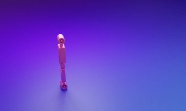 Mor-mavi arkaplanda Pembe Şok emici simgesi izole edildi. Minimalizm kavramı. 3 Boyutlu resimleme.