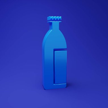 Mavi arkaplanda mavi krem ya da losyon kozmetik tüp ikonu var. Erkekler için vücut bakım ürünleri. Minimalizm kavramı. 3 Boyutlu resimleme.