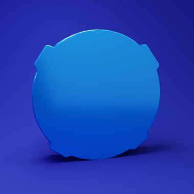 Mavi Ay simgesi mavi arkaplanda izole edildi. Minimalizm kavramı. 3 Boyutlu resimleme.