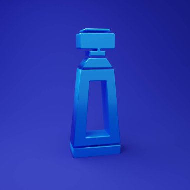 Mavi arkaplanda mavi krem ya da losyon kozmetik tüp ikonu var. Erkekler için vücut bakım ürünleri. Minimalizm kavramı. 3 Boyutlu resimleme.