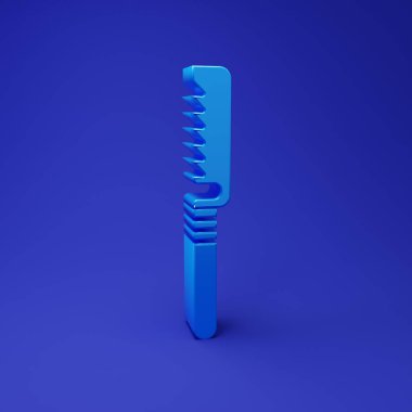 Mavi tıbbi testere ikonu mavi arkaplanda izole edilmiş. Kemik kesmek, uzuv kesmek ve kemik nakli için cerrahi testere tasarlandı. Minimalizm kavramı. 3 Boyutlu resimleme.