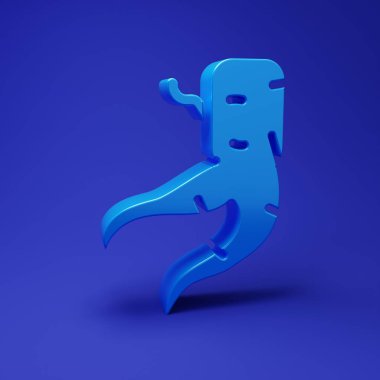 Mavi arkaplanda mavi zencefil kökü simgesi izole edildi. Minimalizm kavramı. 3 Boyutlu resimleme.