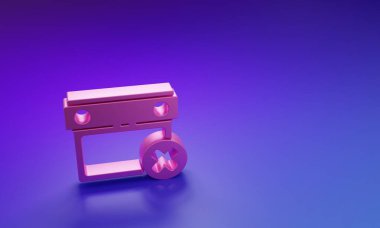 Mor-mavi arkaplanda izole edilmiş Pembe Takvim tarih silme simgesi. Olay hatırlatma sembolü. Minimalizm kavramı. 3 Boyutlu resimleme.