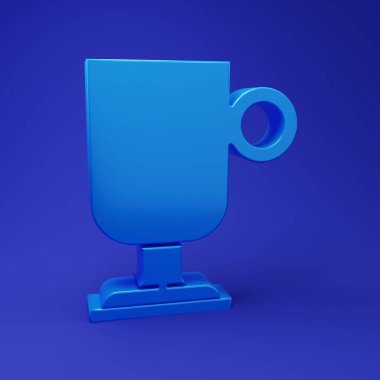 Mavi arka planda izole edilmiş mavi İrlanda kahve ikonu. Minimalizm kavramı. 3 Boyutlu resimleme.