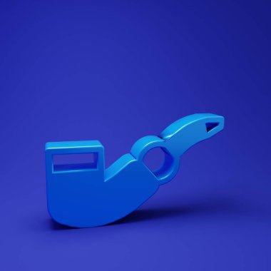 Mavi tüten pipo ikonu mavi arkaplanda izole edilmiş. Tütün piposu. Minimalizm kavramı. 3 Boyutlu resimleme.