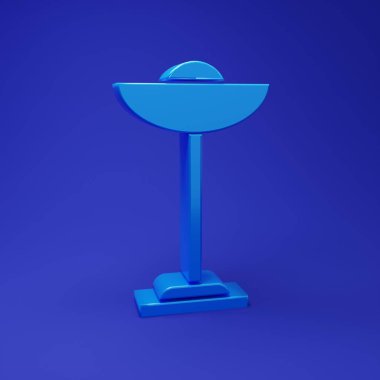 Mavi zemin lambası ikonu mavi arkaplanda izole edildi. Minimalizm kavramı. 3 Boyutlu resimleme.