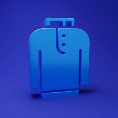 Mavi gömlekli kurta simgesi mavi arkaplanda izole edildi. Minimalizm kavramı. 3 Boyutlu resimleme.