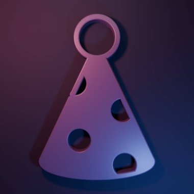 Mor Parti şapka ikonu mor-mavi arka planda izole edildi. Doğum günü şapkası. Minimalizm kavramı. 3 Boyutlu resimleme.