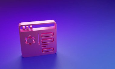 Pembe Tarayıcı ayarı simgesi mor-mavi arkaplanda izole edildi. Ayarlama, servis, bakım, onarım, onarım. Minimalizm kavramı. 3 Boyutlu resimleme.