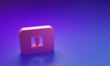 Pembe Durak ortam simgesi mor-mavi arkaplanda izole edildi. Minimalizm kavramı. 3 Boyutlu resimleme.