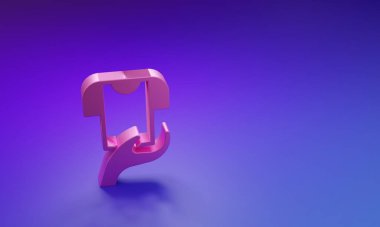 Mor-mavi arka planda Pembe Giysiler bağış simgesi izole edildi. Minimalizm kavramı. 3 Boyutlu resimleme.