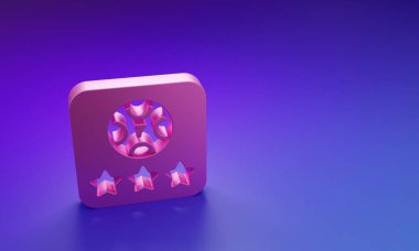 Mor-mavi arka planda izole edilmiş Pembe Online poker masası simgesi. İnternetteki kumarhane. Minimalizm kavramı. 3 Boyutlu resimleme.