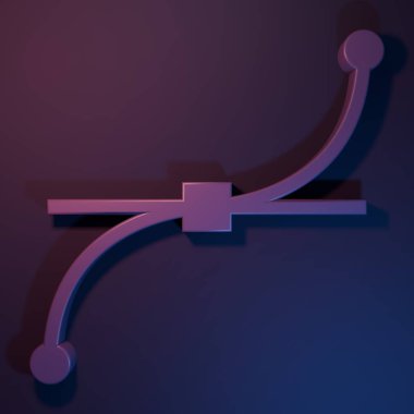 Mor Bezier eğrisi simgesi mor-mavi arkaplanda izole edildi. Kalem aracı simgesi. Minimalizm kavramı. 3 Boyutlu resimleme.