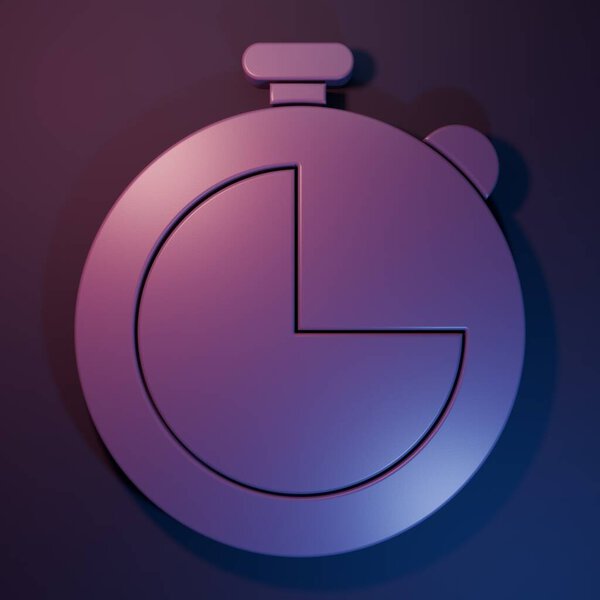 Purple Kitchen timer icon isolated on purple-blue background. Cooking utensil. Minimalism concept. 3D render illustration.
