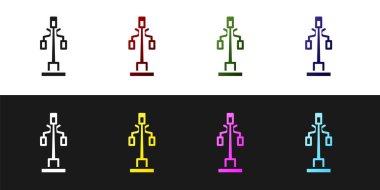 Sokak lambası simgesini siyah beyaz arkaplanda izole et. Vektör.