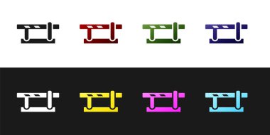 Siyah beyaz arkaplanda park yeri bariyeri simgesini ayır. Sokak durağı sınırı. Vektör.