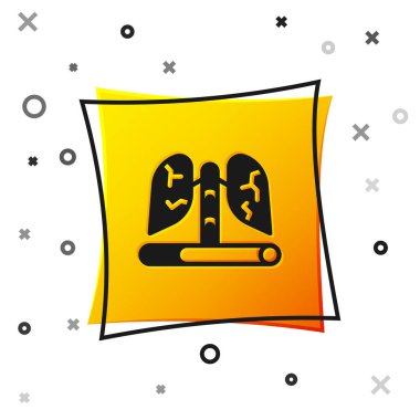 Siyah Hastalık ikonu beyaz arka planda izole edilmiş. Sarı kare düğme. Vektör.