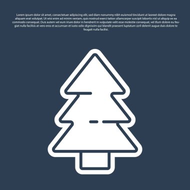 Mavi çizgi Noel ağacı simgesi mavi arkaplanda izole edilmiş. Mutlu Noeller ve mutlu yıllar. Vektör.