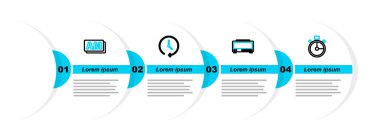 Stopwatch dijital alarm saatini ve AM simgesini ayarla. Vektör.