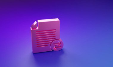 Pembe Aktarım dosya simgesi mor-mavi arkaplanda izole edildi. Dosyaları kopyala, veri değişimi, yedekleme, PC göçü, dosya paylaşım kavramlarını kopyala. Minimalizm kavramı. 3 Boyutlu resimleme.