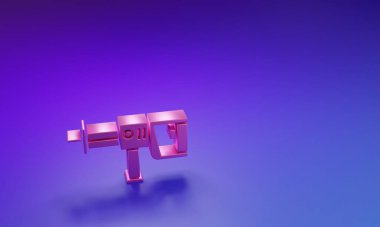 Mor-mavi arka planda izole edilmiş pembe elektrikli çekiç matkabı ikonu. İnşaat, onarım ve onarım için kullanılan bir alet. Minimalizm kavramı. 3 Boyutlu resimleme.