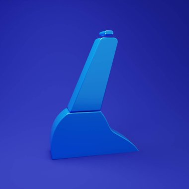 Mavi araba el freni ikonu mavi arkaplanda izole edildi. Park freni kolu. Minimalizm kavramı. 3 Boyutlu resimleme.