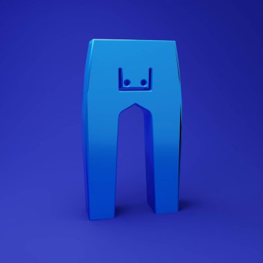 Mavi Pantolon simgesi mavi arkaplanda izole edildi. Minimalizm kavramı. 3 Boyutlu resimleme.