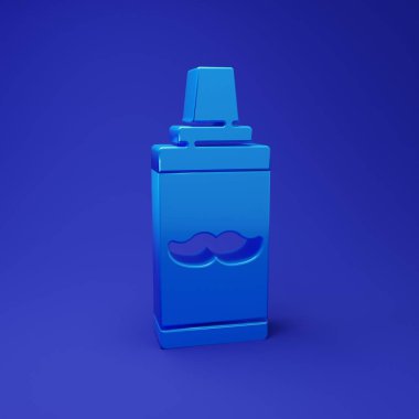 Mavi arkaplanda mavi tıraş köpüğü simgesi var. Tıraş köpüğü. Minimalizm kavramı. 3 Boyutlu resimleme.