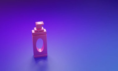 Mor-mavi arka planda pembe tıraş köpüğü simgesi. Tıraş köpüğü. Minimalizm kavramı. 3 Boyutlu resimleme.