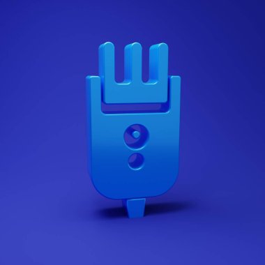 Mavi elektrikli saç kırpma makinesi ya da traş ikonu mavi arka planda izole edilmiş. Berber dükkanı sembolü. Minimalizm kavramı. 3 Boyutlu resimleme.