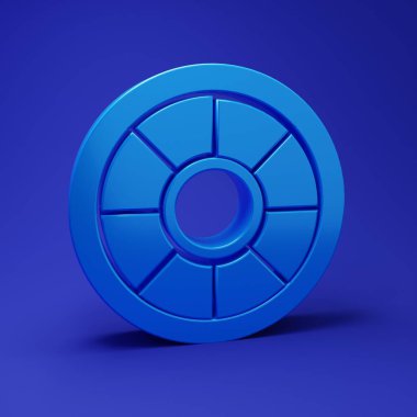 Mavi Güvenli simgesi mavi arkaplanda izole edildi. Kapı, şifreli bir banka kasası. Güvenilir Veri Koruma. Minimalizm kavramı. 3 Boyutlu resimleme.