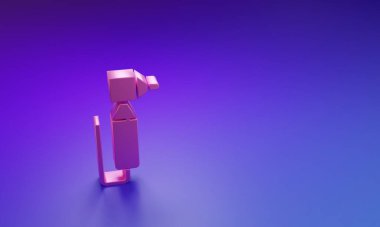 Pembe Diş matkap simgesi mor-mavi arkaplanda izole edilmiş. Delme ve öğütme aletleri için el işi. Minimalizm kavramı. 3 Boyutlu resimleme.