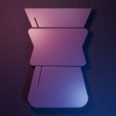 Mor-mavi arka planda izole edilmiş kahve makinesi ikonu üzerine mor döküm. Alternatif kahve demleme yöntemleri. Kahve kültürü. Minimalizm kavramı. 3 Boyutlu resimleme.