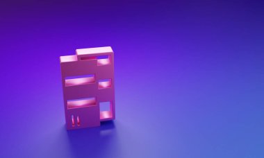 Pembe Pantone palet kitap örnekleri. Mor-mavi arkaplanda izole edilmiş boya ikonu. Gökkuşağı pantonlu boya masası. Minimalizm kavramı. 3 Boyutlu resimleme.