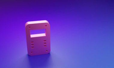 Pembe Polis saldırı kalkanı ikonu mor-mavi arka planda izole edildi. Minimalizm kavramı. 3 Boyutlu resimleme.
