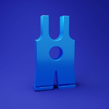 Mavi Güreş atleti ikonu mavi arka planda izole edildi. Güreş üçlüsü. Minimalizm kavramı. 3 Boyutlu resimleme.