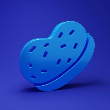 Mavi Banyo sünger simgesi mavi arkaplanda izole edildi. Sauna süngeri. Minimalizm kavramı. 3 Boyutlu resimleme.