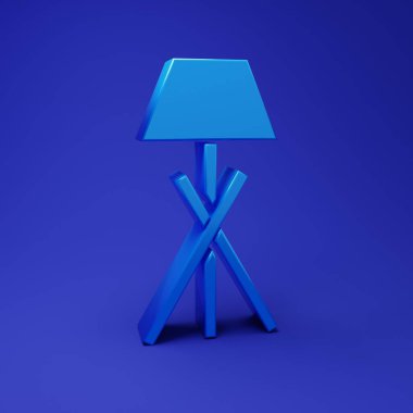 Mavi zemin lambası ikonu mavi arkaplanda izole edildi. Minimalizm kavramı. 3 Boyutlu resimleme.