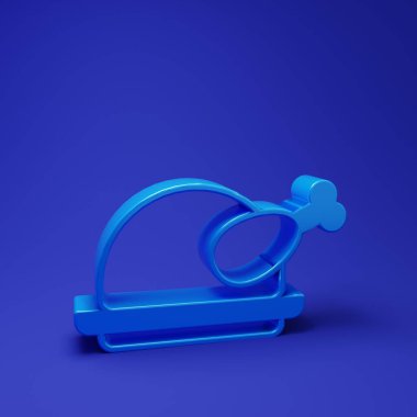 Mavi kavrulmuş hindi ya da mavi arka planda izole edilmiş tavuk ikonu. Minimalizm kavramı. 3 Boyutlu resimleme.