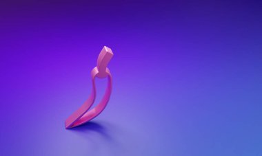 Mor-mavi arka planda izole edilmiş Pink Hot chili biber ikonu. Market, mutfak ürünleri, baharat ve baharat paketi, yemek kitabı için tasarım. Minimalizm kavramı. 3 Boyutlu resimleme.