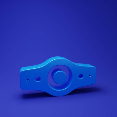 Mavi Güreş Şampiyonluğu kemeri ikonu mavi arka planda izole edildi. Minimalizm kavramı. 3 Boyutlu resimleme.