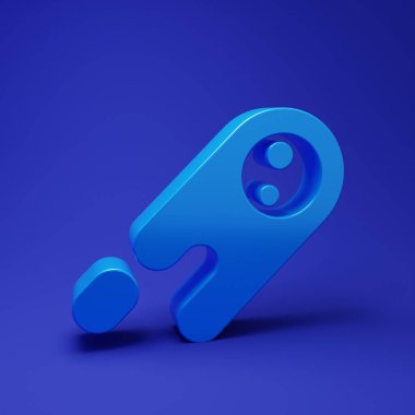 Mavi Kuyrukluyıldız mavi arka planda izole edilmiş bir şekilde hızla düşüyor. Minimalizm kavramı. 3 Boyutlu resimleme.