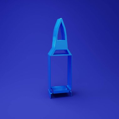 Mavi Mermi simgesi mavi arkaplanda izole edildi. Minimalizm kavramı. 3 Boyutlu resimleme.