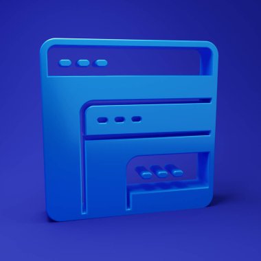 Mavi Yazılım, Web Geliştirici programlama kod simgesi mavi arkaplanda izole edildi. Program kodunun rastgele bilgisayar betiği parçalarını Javascript et. Minimalizm kavramı. 3 Boyutlu resimleme.