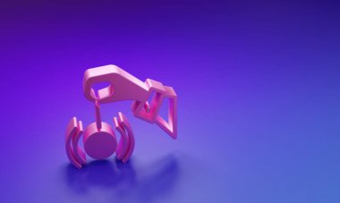 Mor-mavi arkaplandaki pembe Hipnoz simgesi. Hipnotize edici göz ile insan gözü. Minimalizm kavramı. 3 Boyutlu resimleme.