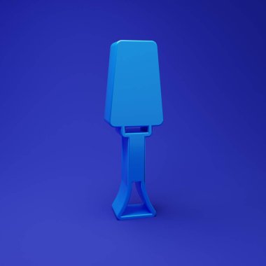 Mavi tırnak cilası simgesi mavi arkaplanda izole edilmiş. Minimalizm kavramı. 3 Boyutlu resimleme.