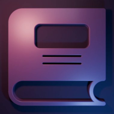 Mor-mavi arkaplanda izole edilmiş Mor Kitap simgesi. Minimalizm kavramı. 3 Boyutlu resimleme.