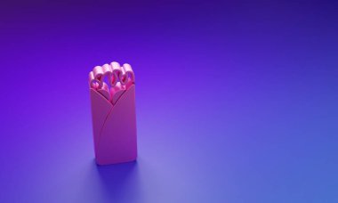 Mor-mavi arkaplanda izole edilmiş pembe burrito simgesi. Geleneksel Meksika fast food 'u. Minimalizm kavramı. 3 Boyutlu resimleme.