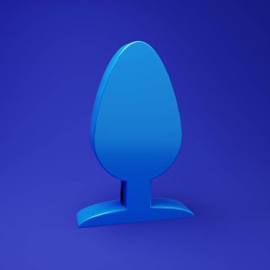 Blue Anal plug icon isolated on blue background. Butt plug sign. Fetish accessory. Sex toy for men and woman. Minimalism concept. 3D render illustration.